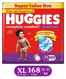 Huggies Complete Comfort Wonder Pants With Upto 4x Faster Absorption  Extra Large  (XL)  Sumo Pack - 168 Pieces