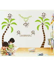 Oren Empower Monkey On Coconut Tree Wall Sticker 2 Piece Set - Green Brown