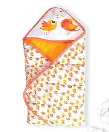 Beebop Cotton Polyfill Hooded Blanket Bird Design - Orange