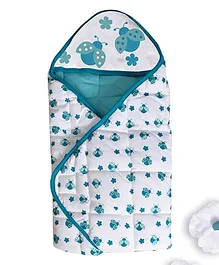 Beebop Cotton Polyfill Hooded Blanket Ladybug Design - Blue