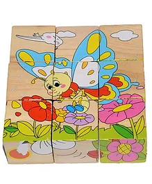 VibgyorVibes 6 In 1 Wooden Blocks Puzzle Insects Print - Multicolour