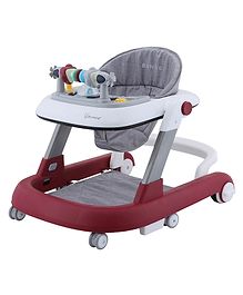 BUNNIE Iro Walker: 3-In-1 Robust Baby Walker With Anti-Fall Tech & Parent Control Height Adjustment (0-2 Year Kid) Isi Safety Compliance - Red