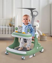 Bunnie Baby Sumo H Walker 3-in-1 Robust Baby Walker with Anti-Fall Tech & Parent Control Height Adjustment (0-2 Year Kid) ISI Safety Compliance - Light Green