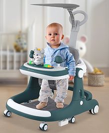 Bunnie Baby Sumo H Walker 3-in-1 Robust Baby Walker with Anti-Fall Tech & Parent Control Height Adjustment (0-2 Year Kid) ISI Safety Compliance - Dark Green