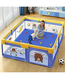 Teddy Printed Playpen - Blue & Yellow