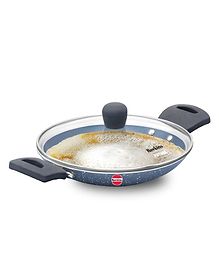 Hawkins Nonstick Pro 0.9 Litre Appachatty, Mini Kadhai, Appachatti, Appachetty, Appam Pot Maker, Deep Fry Pan with Glass Lid, Granite Kadai