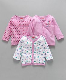 Babyhug Full Sleeves Vests Pack of 3 - Pink White