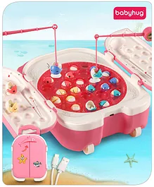 Babyhug Premium Rechargeable Magnetic
                        Fishing Game Portable Trolly|25 colourful fishes
                        with 2 fish catching rods| C-Type Charging |
                        Music & Lights | Best for Gifting | Made in
                        India-Pink
