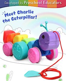 Intelliskills Premium Colourful Rainbow Pull Along Caterpillar Toy for Early Walking and Motor Skill Development | Rattle Sound | Child-Safe and BIS Certified | Multicoloured | Ideal for Gifting