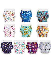 SuperBottoms BASIC Reusable Cloth Diaper for babies Free Size Adjustable - Washable and Reusable Pack of 10, 7 kg to 17 kg