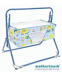 Mothertouch Wonder Cradle Cum Bassinet Teddy Print - Blue & Pink