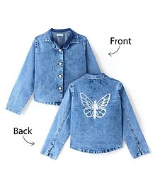 Arias Cotton Woven Full Sleeves Collar Neck Washed Denim Jacket - Blue