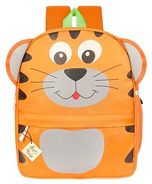 Frantic Premium School Bag Pu Orange Tiger for Kids - 14 Inches