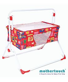 mothertouch wonder cradle cum bassinet bear print  red