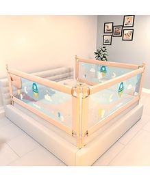 BAYBEE Baby Bed Rails Guard Barrier for Baby Kids Safety, Foldable Bed Rail Falling Protector Fence with 7 Adjustable Height (150x63 cm, (Pack of 3) Beige)