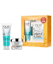 Olay Luminous Vitamin C with Cleanser Combo Kit for 2X Glow Pack of 2 - 100 g + 30 ml