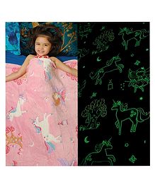 Famyo Kids Glow Blanket for Girls, 3-15 years Queen Size Blanket - Pink Fairy