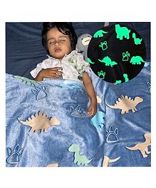 Famyo Kids Glow Blanket for Boys, 3-15 years Queen Size Blanket - Blue Dino