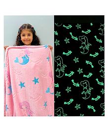 Famyo Kids Glow Blanket for Girls, 3-15 years Queen Size Blanket - Pink Mermaid