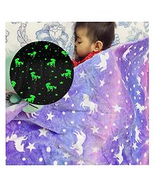 Famyo Kids Glow Blanket for Girls, 3-15 years Queen Size Blanket - Purple Unicorn