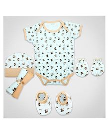 1st Step Baby Gift Set Pack of 6 (Bodysuit, 2 Wash Cloths, A Pair of Booties, A Pair of Mittens and A Hat)