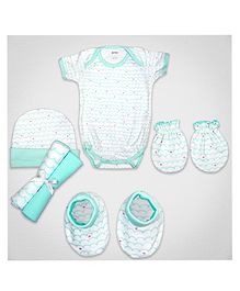 1st Step Baby Gift Set Pack of 6 (Bodysuit, 2 Wash Cloths, A Pair of Booties, A Pair of Mittens and A Hat)