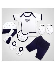 1st Step Baby Gift Set Pack of 8 (T-Shirt, Short Pant, 2 Pcs of Wash Cloths, Bonnet, Bib, A Pair of Botties and A Pair of Mittens)