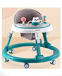 Multifunctional 360° Baby Walker with 2 Level Height Adjustment & Musical Play Tray Cum Feeding Tray - Green