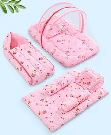 ZOE Bedding Set, Sleeping Bag &
                        Mosquito Net Gadda Combo Set of 3 Bear Print
                        |Mushroom Print |Lightweight |Polycotton - Pink