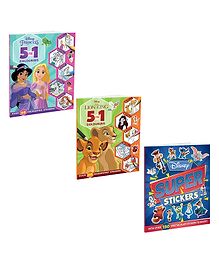 Disney The Lion King and Princess 5in1 Pack of 3 Sticker and Colouring Books | Stickers, Colouring and Activities for 5 to 8 Year Old Kids