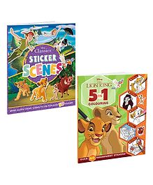 Disney The Lion King 5-in-1 Colouring and Disney Classics Sticker Book (Pack of 2 Books) | Stickers, Colouring and Activities for 5 to 8 Year Old Kids