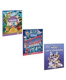 Disney Copy Colouring and Disney Classics Sticker Activity Pack of 3 Books | Classics Sticker Scenes | 100 Copy Colouring | Books for 5 to 8 Year Old Kids