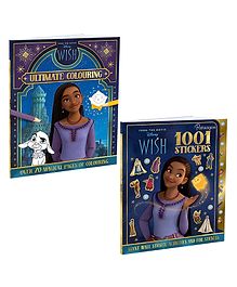 Disney Wish Colouring and Sticker Pack of 2 Books | 1001 Stickers | Ultimate Colouring | Princess | For 3 to 6 Year Old Kids