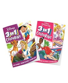 Disney 3-in-1 Colouring Pack of 2 Books | Princess | Disney Friends | Colouring Books for 4 to 6 Year Old Kids