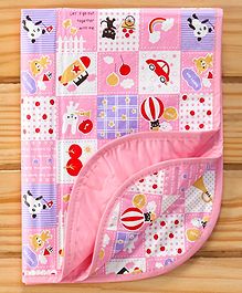 Baby Diper Changing Waterprooof Mat With Sunny Day Print - Pink