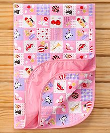 Baby Diper Changing Waterprooof Large Size Mat With Sunny Day Print -Pink