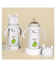 R for Rabbit 2 in 1 Steebo Fusion Premium Stainless Steel Spout Cup with Pear Print Beige -  270 ml