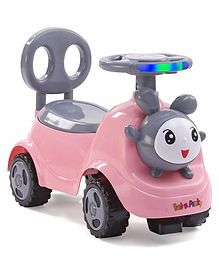 Baby Panda Deluxe Ride-On with LED Lights & Music and Under Seat Storage - Pink & Grey