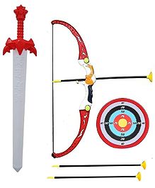 Sanjary Sword Archery Set Warrior Set - Bow with 3 Suction Arrows and 1 Sword Toy - Bow Arrow and Sword Toy Set  for Kids Color Design May Vary