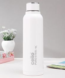 Cello Puro Steel-X Benz 900 Insulated Inner Steel Outer Plastic Water Bottle White - 730ml