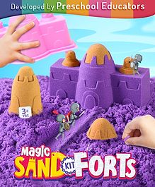 Intelliskills Magic Kinetic Sand Forts with 4 Big Fort Moulds | Art & Craft Activity Kit | Creative Activity & Learning Toy for Toddlers & Kids | 2 Sand Packets, 4 Big Fort Moulds | 3+ Yrs