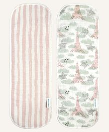 Abracadabra Muslin Burp Pad Set of 2 Eiffel Tower Print - Blue Pink