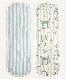 Abracadabra Muslin Burp Pad Set of 2 Rockstar Print - Blue