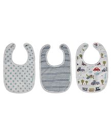 Abracadabra Cotton Muslin Bibs Pack Of 3 Transport Theme - Blue