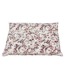 Kanyoga Relaxing Pillow with Buckwheat Hull Filling Floral Print - White Maroon