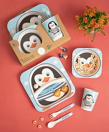 The Bamboo Co Bamboo Kids Dinner Set
                              of 5- Plucky Penguin