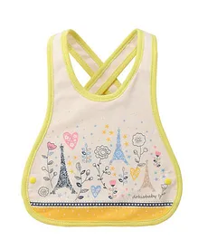 Little Hip Boutique Floral Abstract Cross Back Bib - Yellow