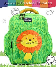 Intelliskills Leo the Lion Durable School Bag with Comfortable Cushion Padding | Green | 14 Inches | Trendy & Spacious Kids Backpack | Unisex Printed School Bag for Boys and Girls