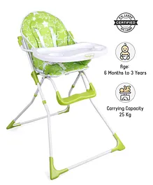 Babyhug Fun Feast Highchair With Adjustable Food Tray & 5 Point Safety Harness - Green