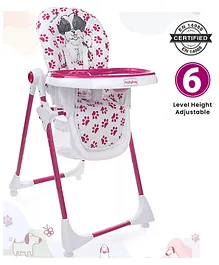 Babyhug Fine Dine Highchair With 6 Adjustable Heights & 3 Level Seat Recline - Pink White